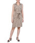 ფოტო #1 პროდუქტის Petite Printed Sleeveless Belted Shirtdress