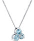 ფოტო #2 პროდუქტის Aquamarine (3/4 ct. t.w.) & Diamond Accent Flower 18" Pendant Necklace in 14k White Gold