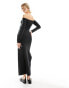 Bershka cut out long sleeve bodycon maxi dress in black