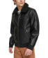 Men's Sherpa Collar Faux Leather Bomber Jacket