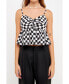 Women's Knotted Checker Print Top