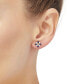 ფოტო #2 პროდუქტის Emerald (3/4 ct. t.w.) & White Topaz (1/3 ct. t.w.) Flower Stud Earrings in 10k Gold