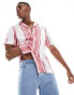 Another Influence beach shirt in red white stripe