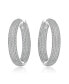 Фото #2 товара Sterling Silver with Cubic Zirconia 10-Row French Pave Inside Out Large Tubular Hoop Earrings