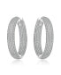 ფოტო #2 პროდუქტის Sterling Silver with Cubic Zirconia 10-Row French Pave Inside Out Large Tubular Hoop Earrings