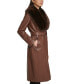 Фото #6 товара Women's Faux-Fur-Trim Faux-Leather Coat