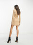 Фото #2 товара & Other Stories knitted mini dress with button detail in beige