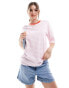 Фото #1 товара ASOS DESIGN stripe oversized t shirt with contrast ringer in pink