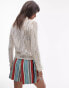 Фото #2 товара Topshop knitted long sleeve stitchy pattern shirt in cream