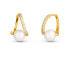 Decent Gold Plated Real Pearl and Cubic Zirconia Earrings JL0850