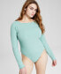 Фото #4 товара Women's Boat-Neck Double-Layered Long-Sleeve Bodysuit, Created for Macy's