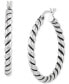 Oxidized Twist Tube Medium Hoop Earrings in Sterling Silver, 30mm, Created for Macy's