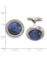 Stainless Steel Polished CZ and Onyx Circle Cufflinks