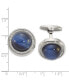 ფოტო #3 პროდუქტის Stainless Steel Polished CZ and Onyx Circle Cufflinks