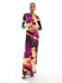 Фото #5 товара Vero Moda Tall long sleeved lettuce edge mesh dress in abstract print