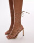 Topshop Wide Fit Gomez high heeled sandals with ankle tie in taupe