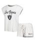 Фото #1 товара Women's White, Cream Las Vegas Raiders Montana Knit T-shirt and Shorts Sleep Set