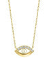 ფოტო #2 პროდუქტის EFFY® Cultured Freshwater Pearl (3mm) & Diamond (1/20 ct. t.w.) Evil Eye 18" Pendant Necklace in 14k Gold