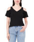Фото #1 товара Petite Knit Eyelet Cold-Shoulder Top