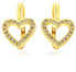 Romantic gold plated earrings with zircons Hearts E0001970