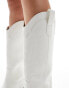 ASOS DESIGN Wide Fit Camden flat western knee boots in white