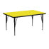 Фото #1 товара 24''W X 48''L Rectangular Yellow Hp Laminate Activity Table - Height Adjustable Short Legs