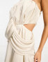 Фото #6 товара ASOS DESIGN satin bandeau drape twist mini dress with cut out detail in gold