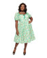 ფოტო #1 პროდუქტის Plus Size 1940s Sweetheart Button Front Swing Dress