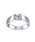 ფოტო #5 პროდუქტის Unisex Modern Simple AAA CZ Square Brilliant Cubic Zirconia Princess Cut Engagement Ring For Women Pinky Ring For Men .925 Sterling Silver Plain Band