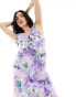 Hope & Ivy ruffle front maxi dress in lilac floral