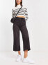 Pimkie high waist exposed button detail wide leg jeans in black