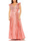 ფოტო #5 პროდუქტის Plus Size Flutter Sleeve Pleated V-Neck Gown