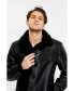 ფოტო #6 პროდუქტის Men's Black Leather Jacket, Wool