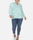 Фото #4 товара Plus Size Pleated Long Sleeve Floral Print Blouse