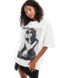 ASOS DESIGN oversized rock black and white photograph t-shirt in white