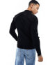 ASOS DESIGN midweight half zip jumper in black