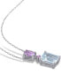 Macy's aquamarine (3 ct. t.w.) & Amethyst (3/4 ct. t.w.) 18" Pendant Necklace in Sterling Silver