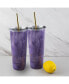 24 Oz Geode Decal Stainless Steel Tumblers with Straw, Pack of 2
