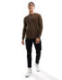 Selected Homme wool mix crew neck jumper in brown