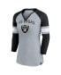 ფოტო #2 პროდუქტის Women's Gray, Black Las Vegas Raiders Arch Raglan 3/4-Sleeve Notch Neck T-shirt