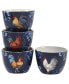 Indigo Rooster Set of 4 Ice Cream Bowl