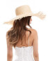 Фото #3 товара Mango straw wide brim hat in beige