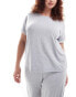 ASOS DESIGN Curve Exclusive super soft tee & trouser pyjama set in grey marl with lace trim