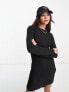 Фото #1 товара New Look lettuce edge crinkle long sleeve mini dress in black