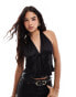 Фото #1 товара ASOS DESIGN satin halter top in black