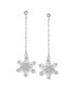 Christmas Cubic Zirconia Frozen Winter Holiday Party Linear Chain Pave CZ Snowflake Dangle Earrings For Women Teen .925 Sterling Silver