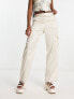 Фото #4 товара JDY straight leg satin cargo trousers in cream