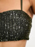 ASOS DESIGN co-ord sequin strappy bandeau top in green