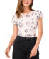 Women's Printed Ruffle-Sleeve Mesh Top