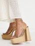 Фото #7 товара Public Desire Blissful raffia strappy platforms in gold